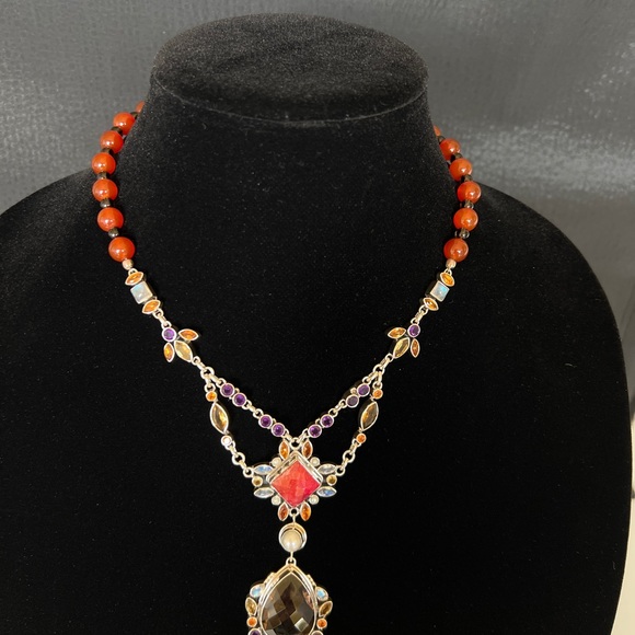 🦋NICKY BUTLER RAJ LIMITED EDITION Carnelian Smokey Topaz Necklace VINTAGE NB - Picture 5 of 16
